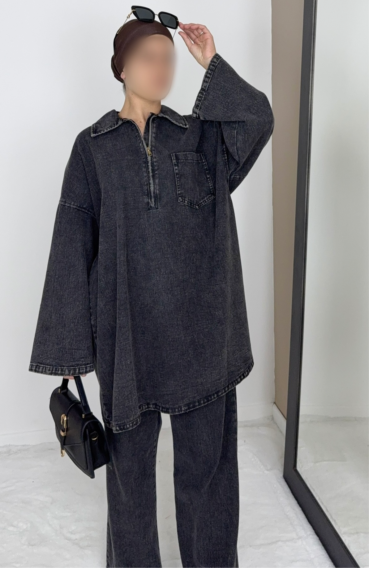 CHEMISE JEAN NOIRE 100% COTON