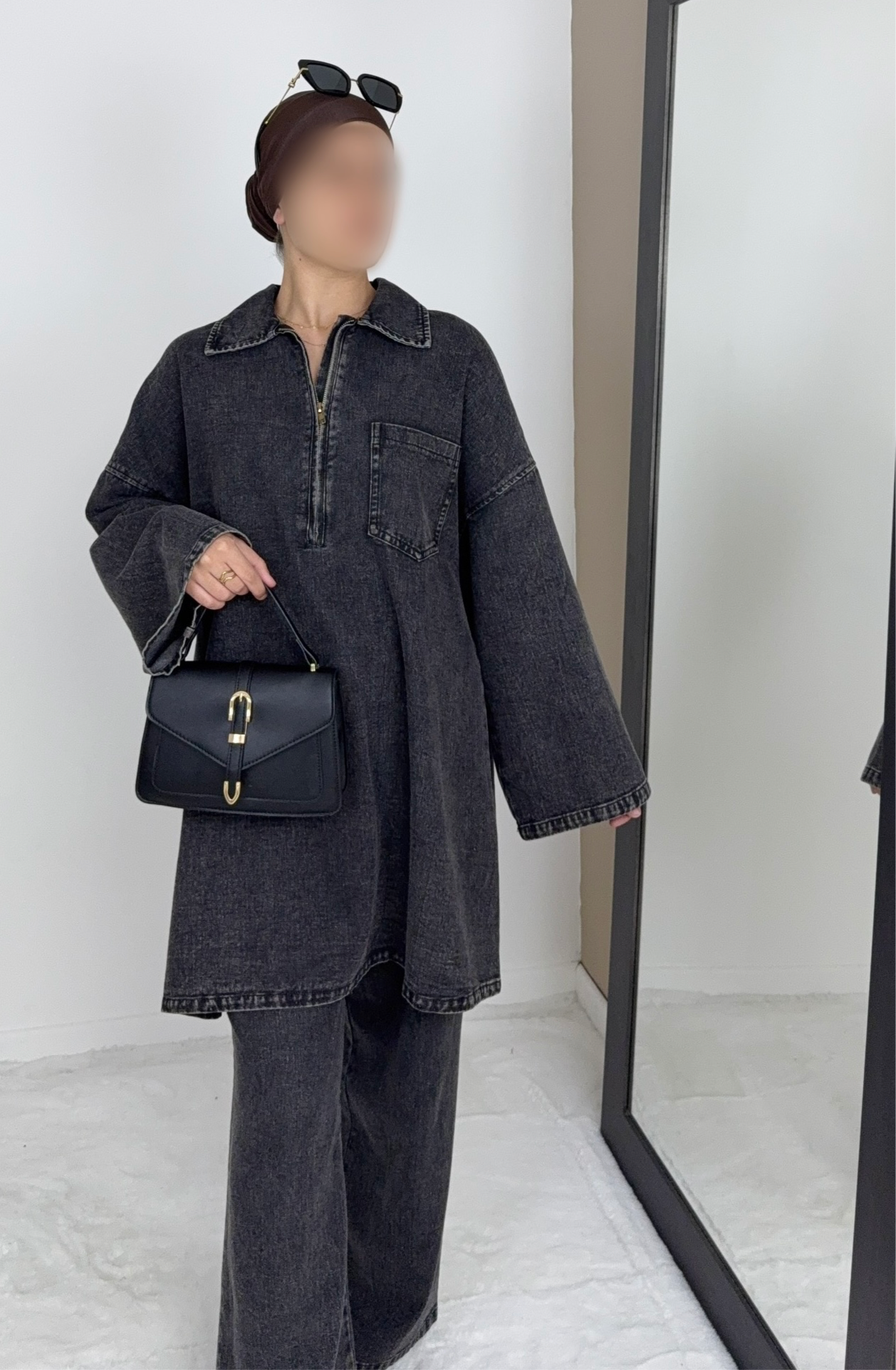 CHEMISE JEAN NOIRE 100% COTON