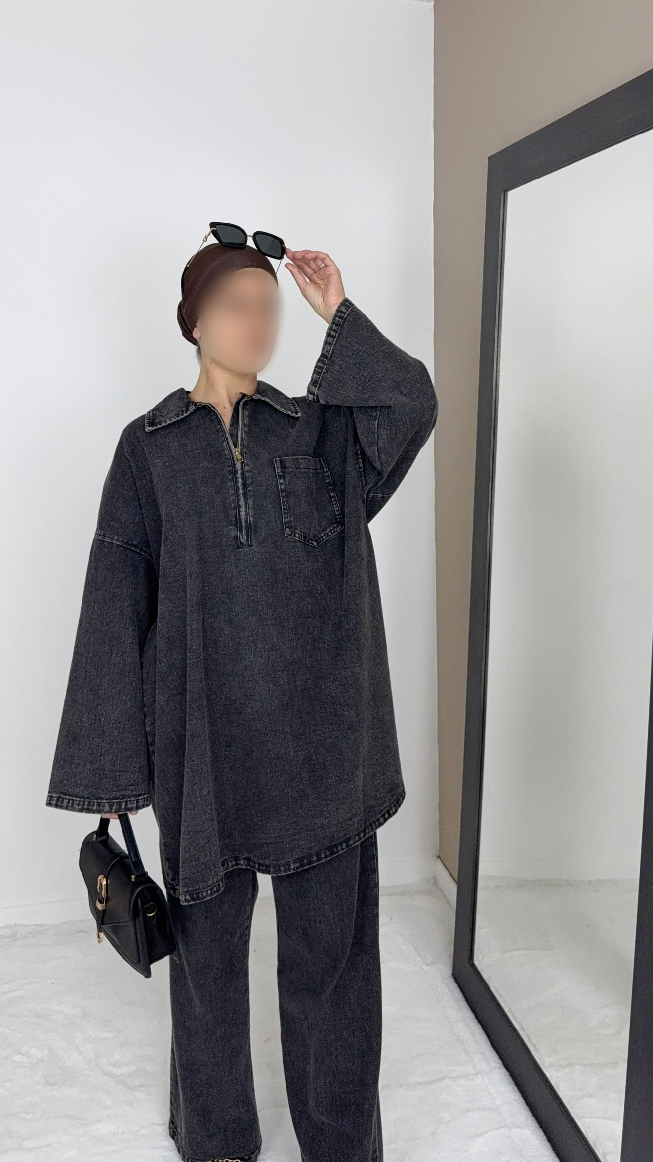 CHEMISE JEAN NOIR 100% COTON