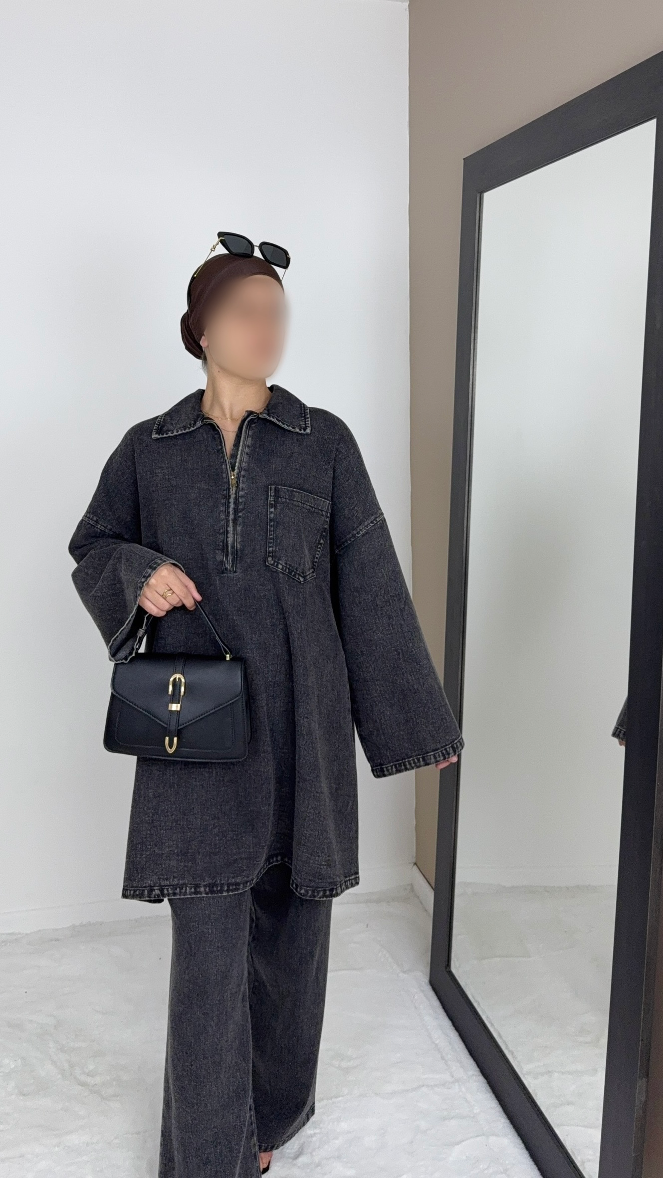 CHEMISE JEAN NOIR 100% COTON