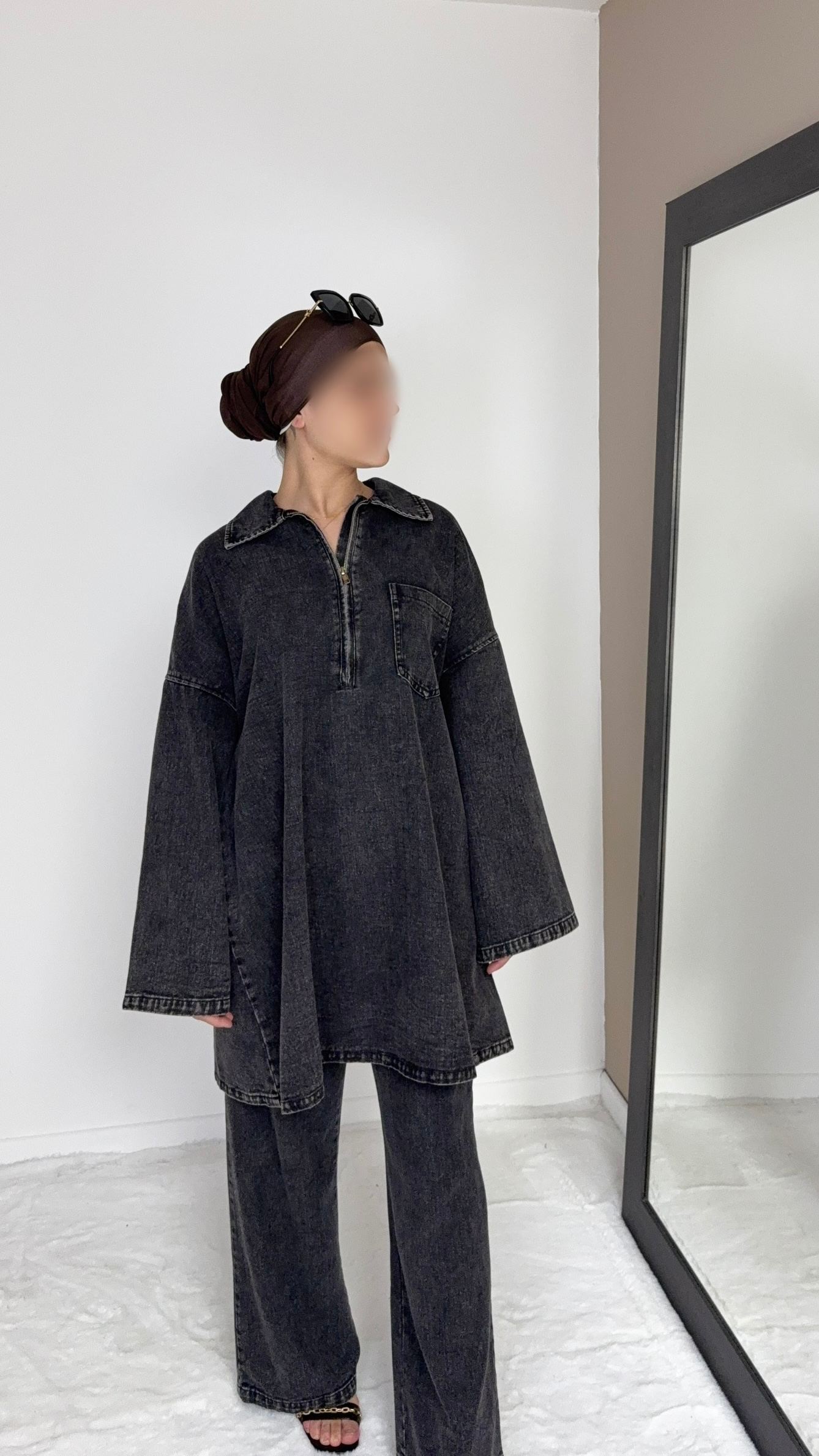 CHEMISE JEAN NOIR 100% COTON
