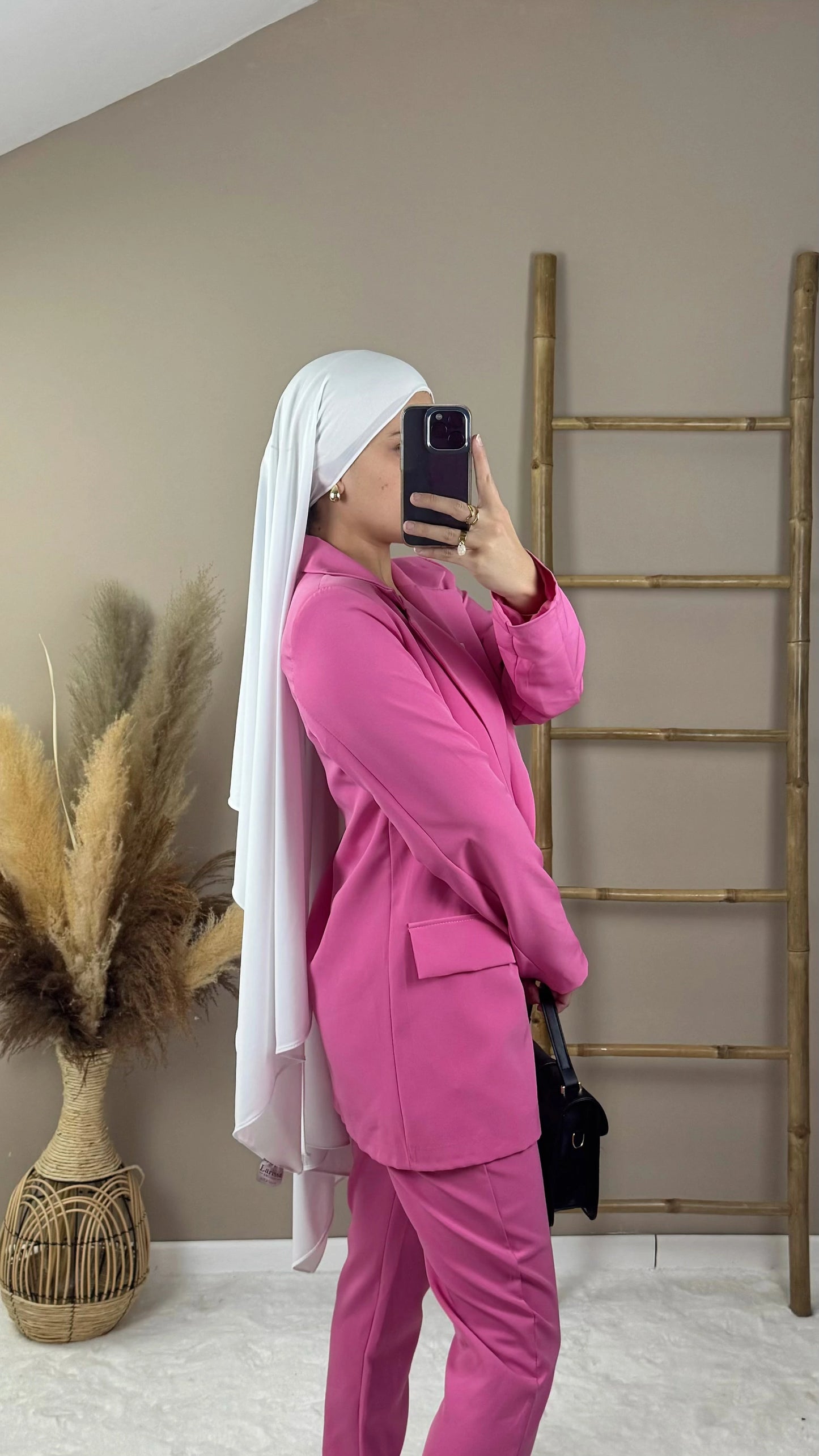 ensemble blazer et pantalon rose