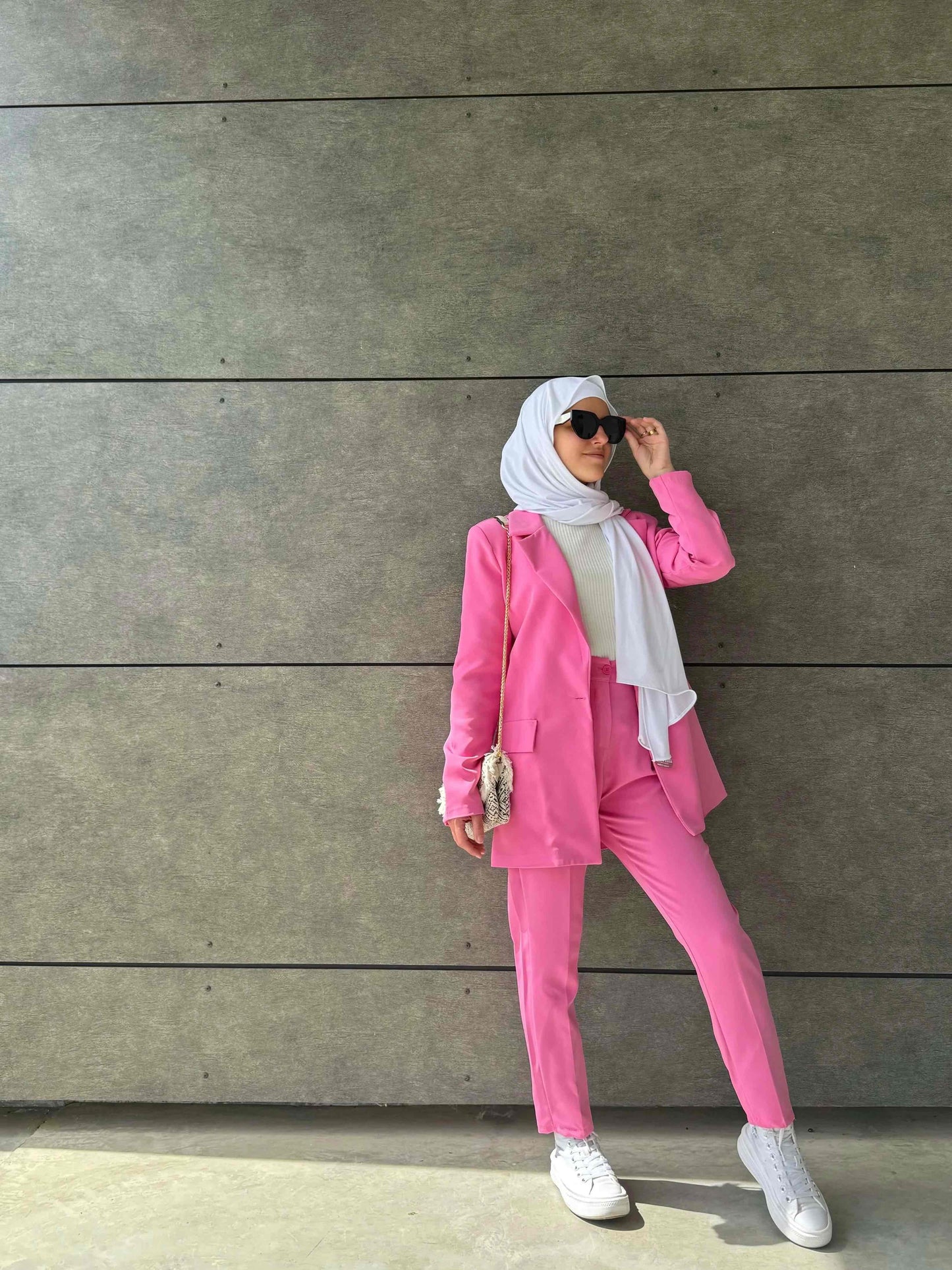 ensemble blazer et pantalon blazer rose
