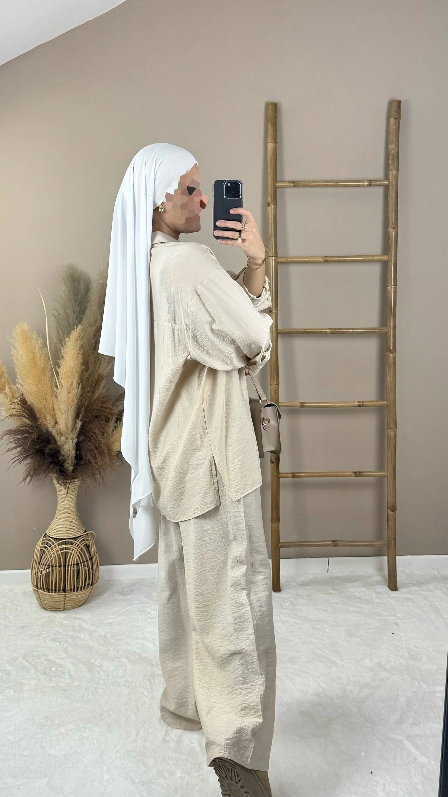 ensemble chemise pantalon beige