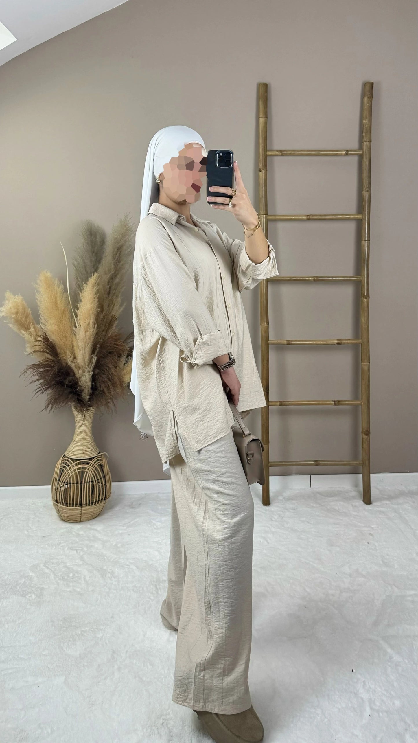 ensemble chemise pantalon beige