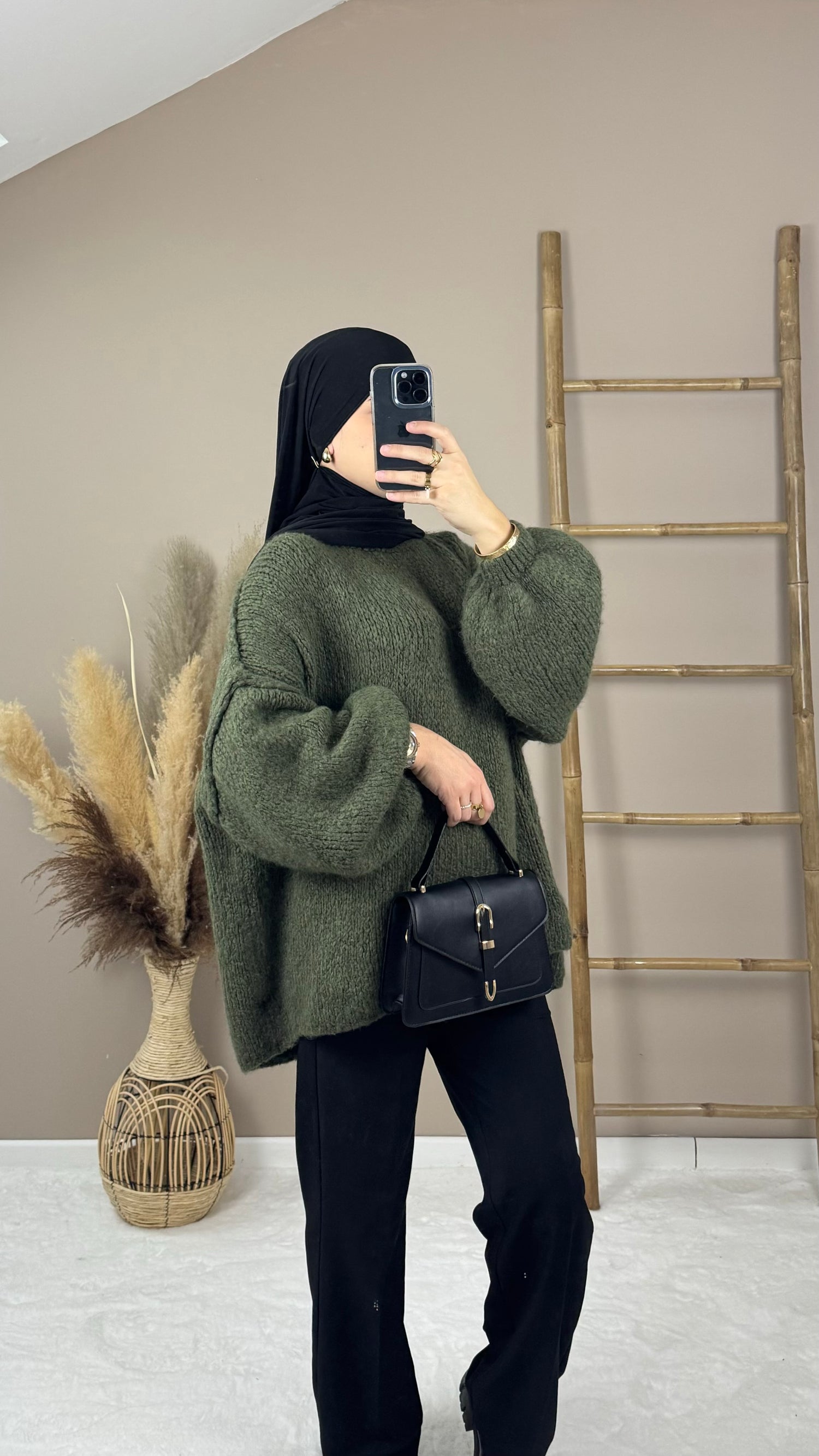 pull en laine kaki