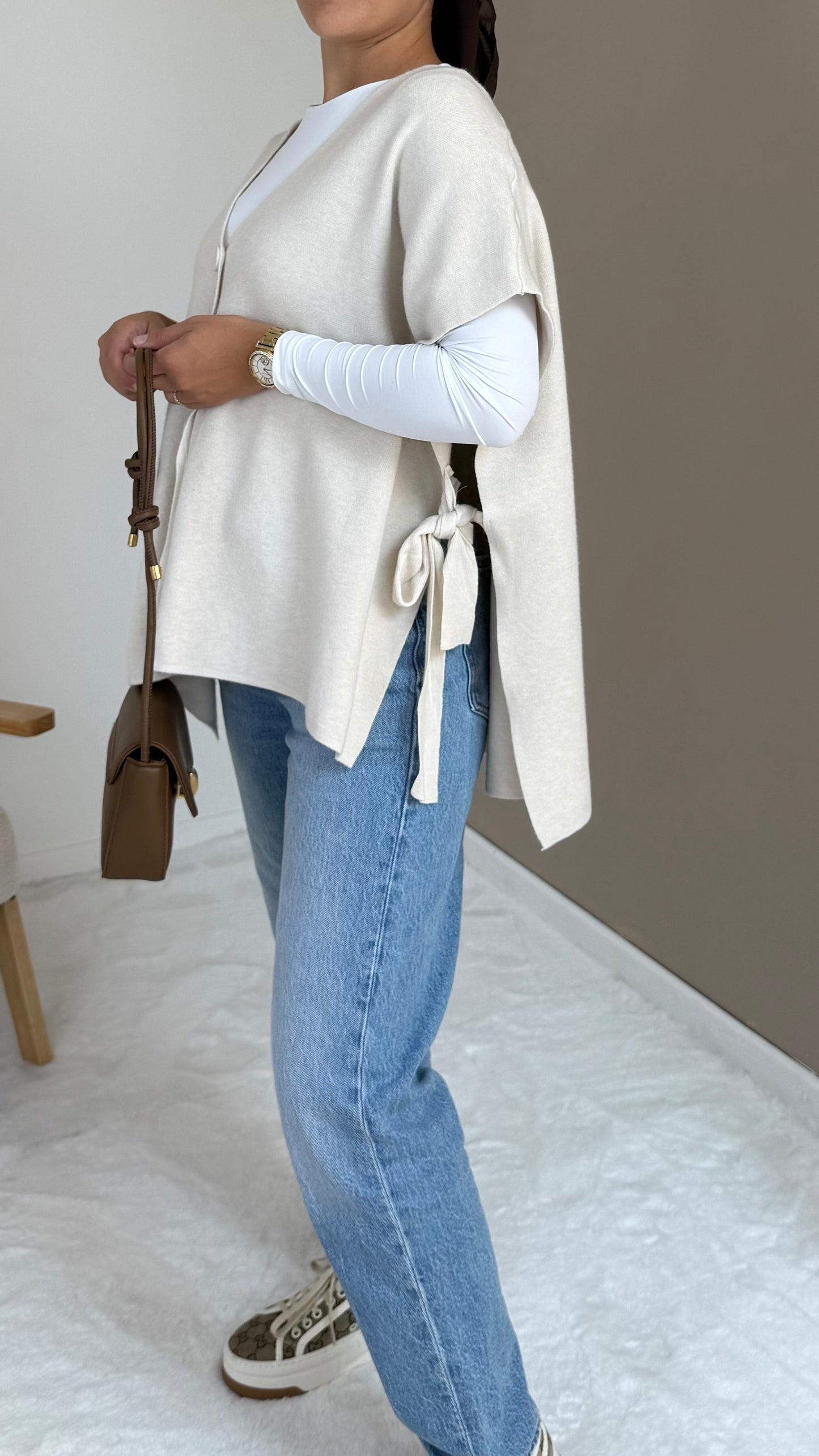 GILET SANS MANCHES BEIGE