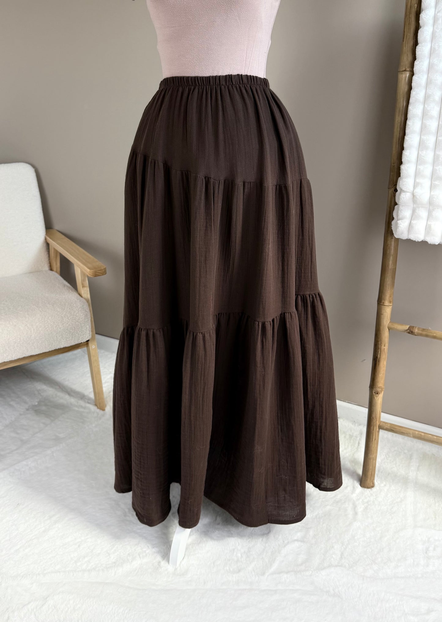 JUPE MAXI MARRON