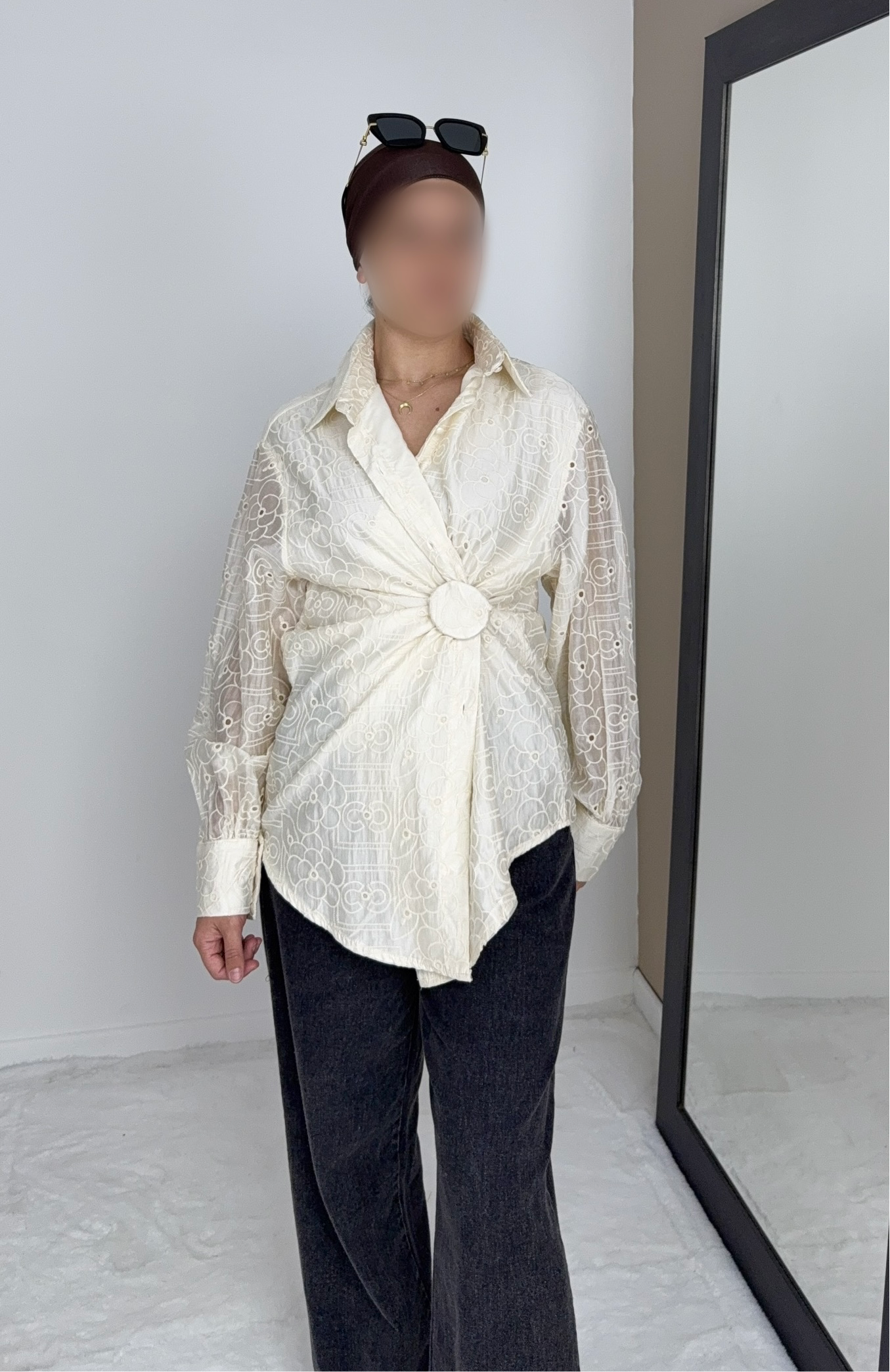 CHEMISE EN LYOCELL BRODÉE BEIGE