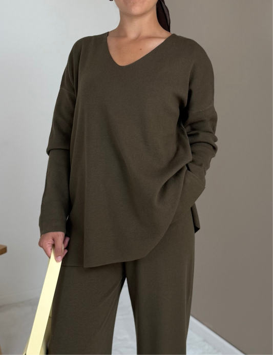 SET PULL ET PANTALON KAKI