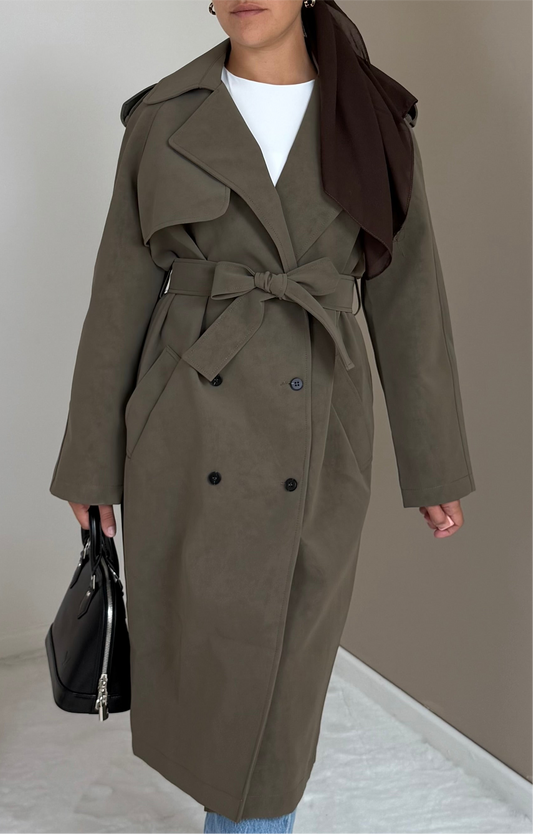MANTEAU EN CUIR MARRON