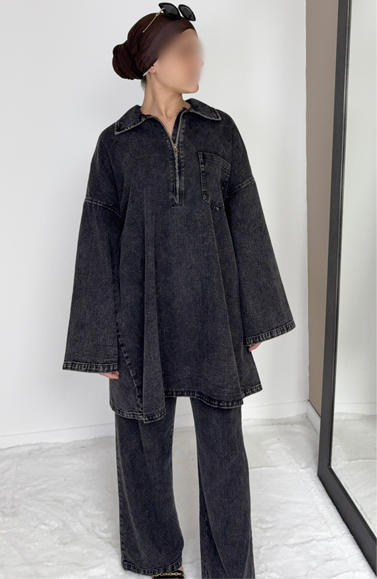 CHEMISE JEAN NOIRE 100% COTON
