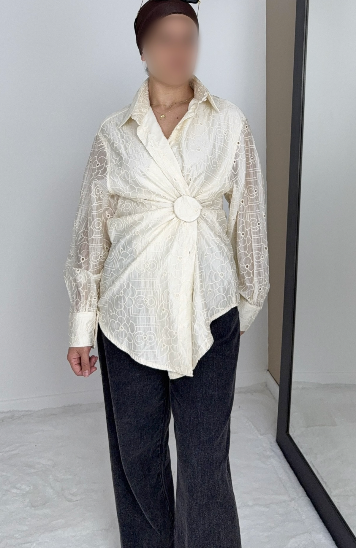 CHEMISE EN LYOCELL BRODÉE BEIGE