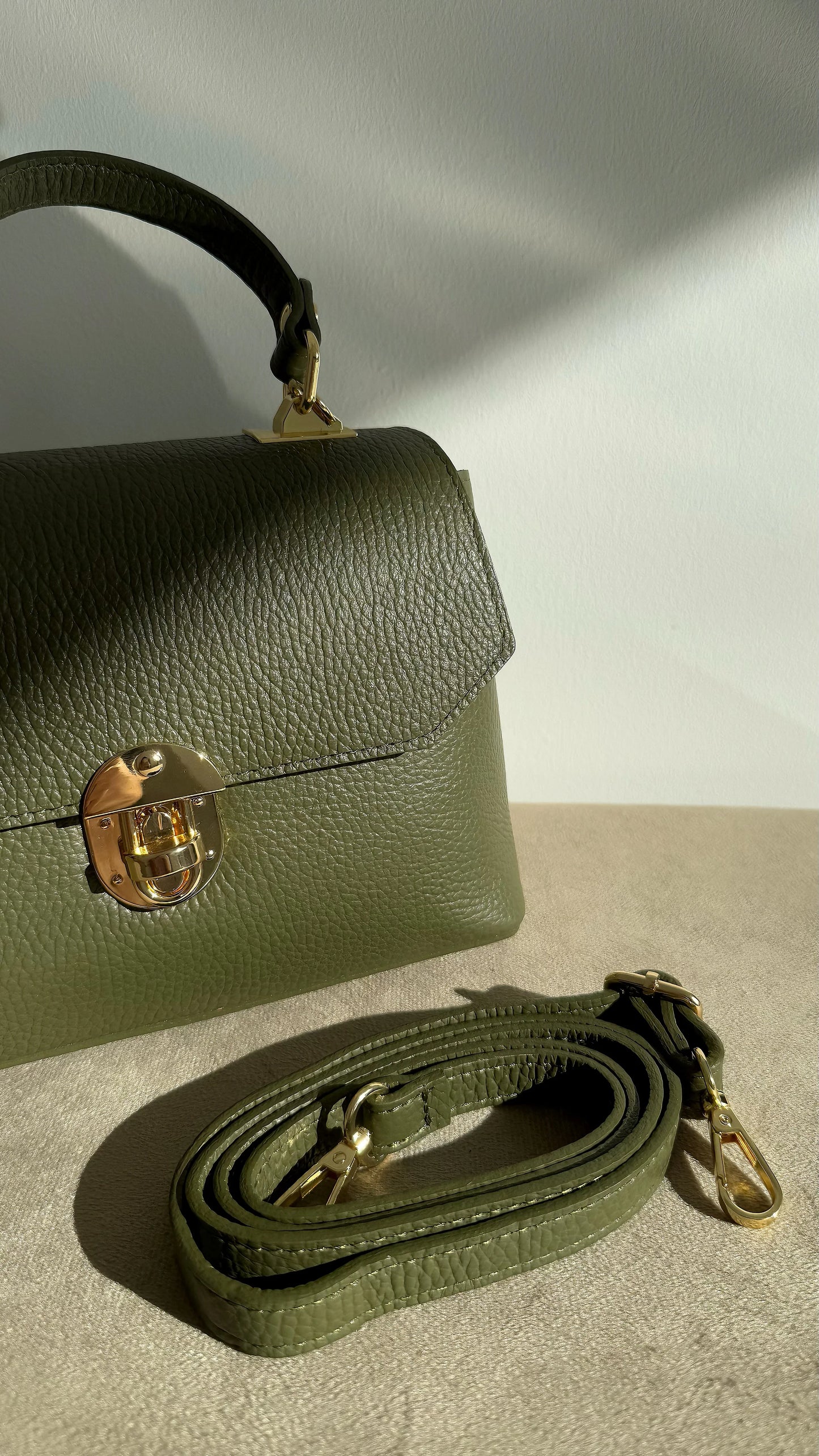 GENUINE KHAKI LEATHER BAG