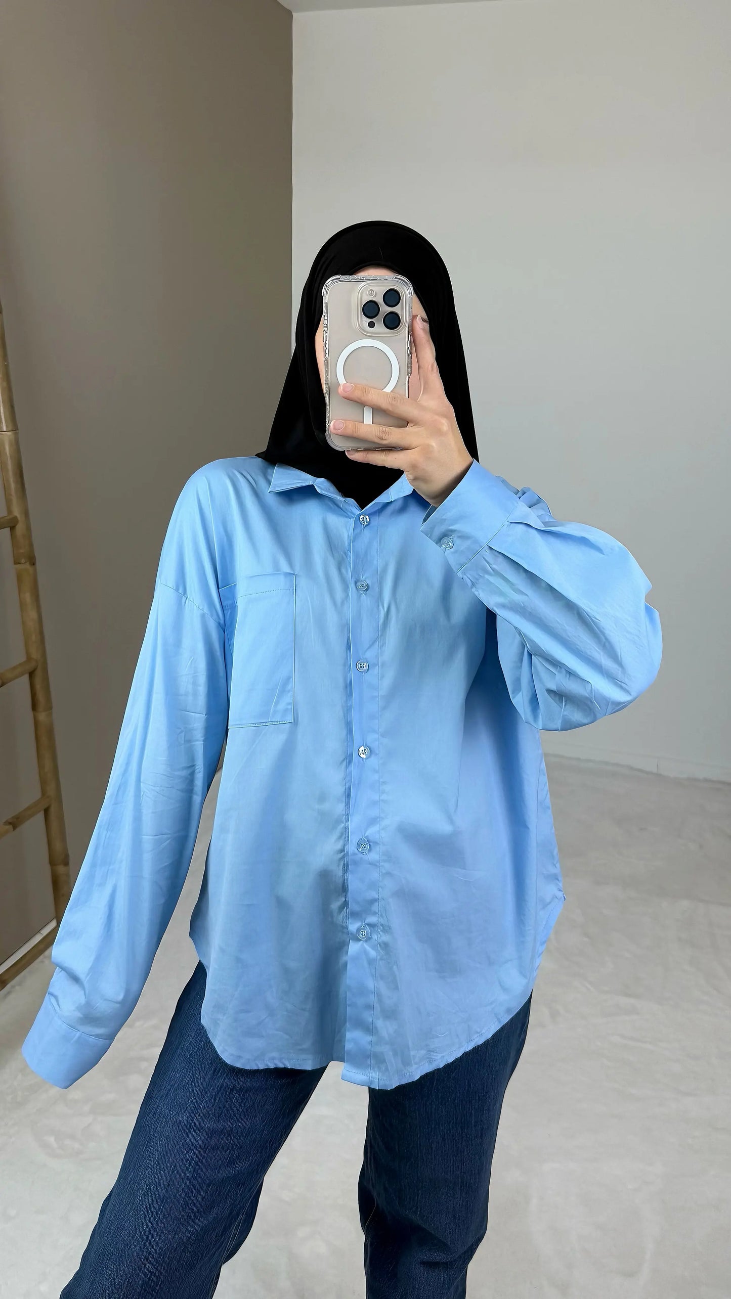 chemise coton bleue