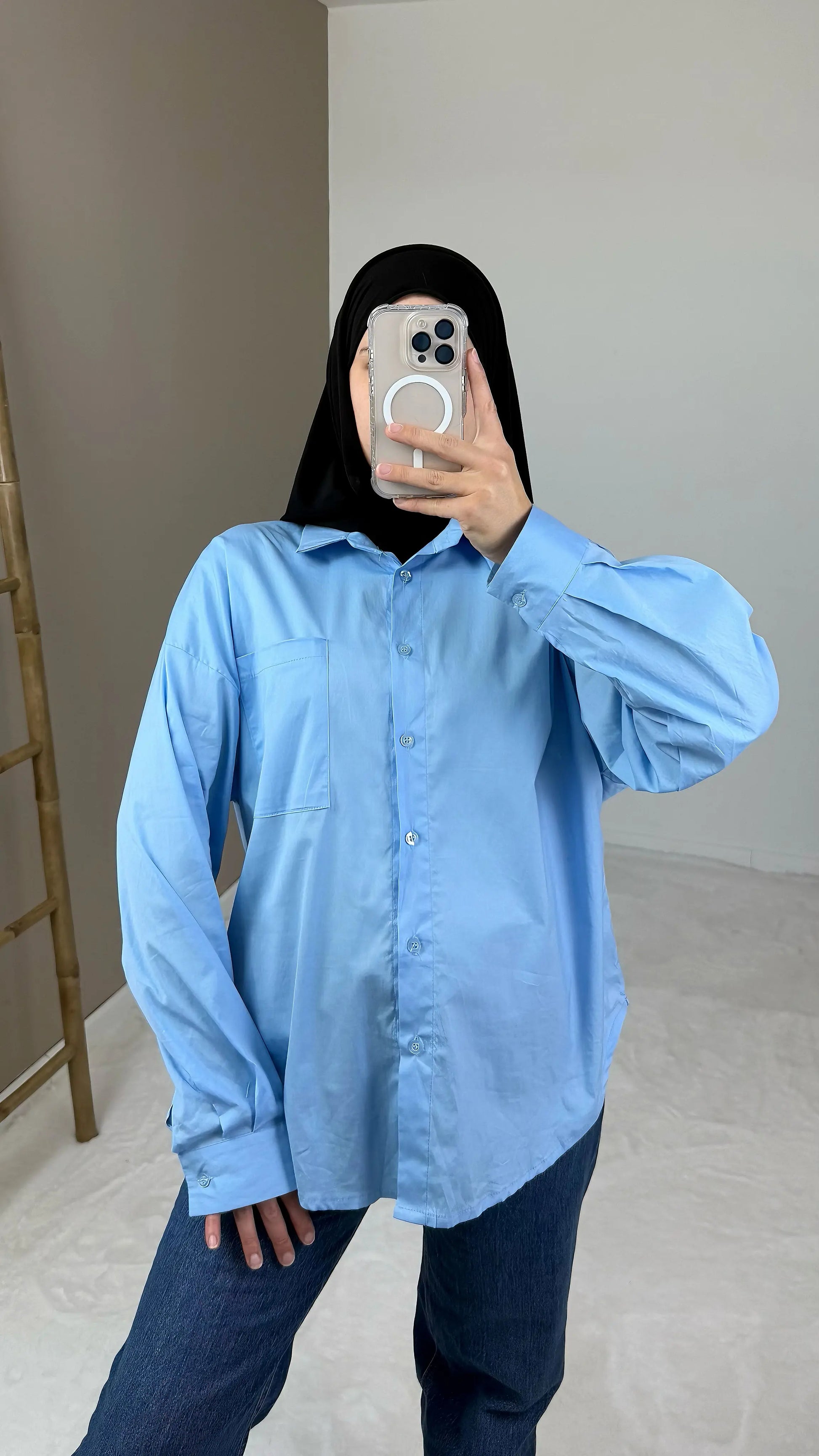 chemise coton bleue