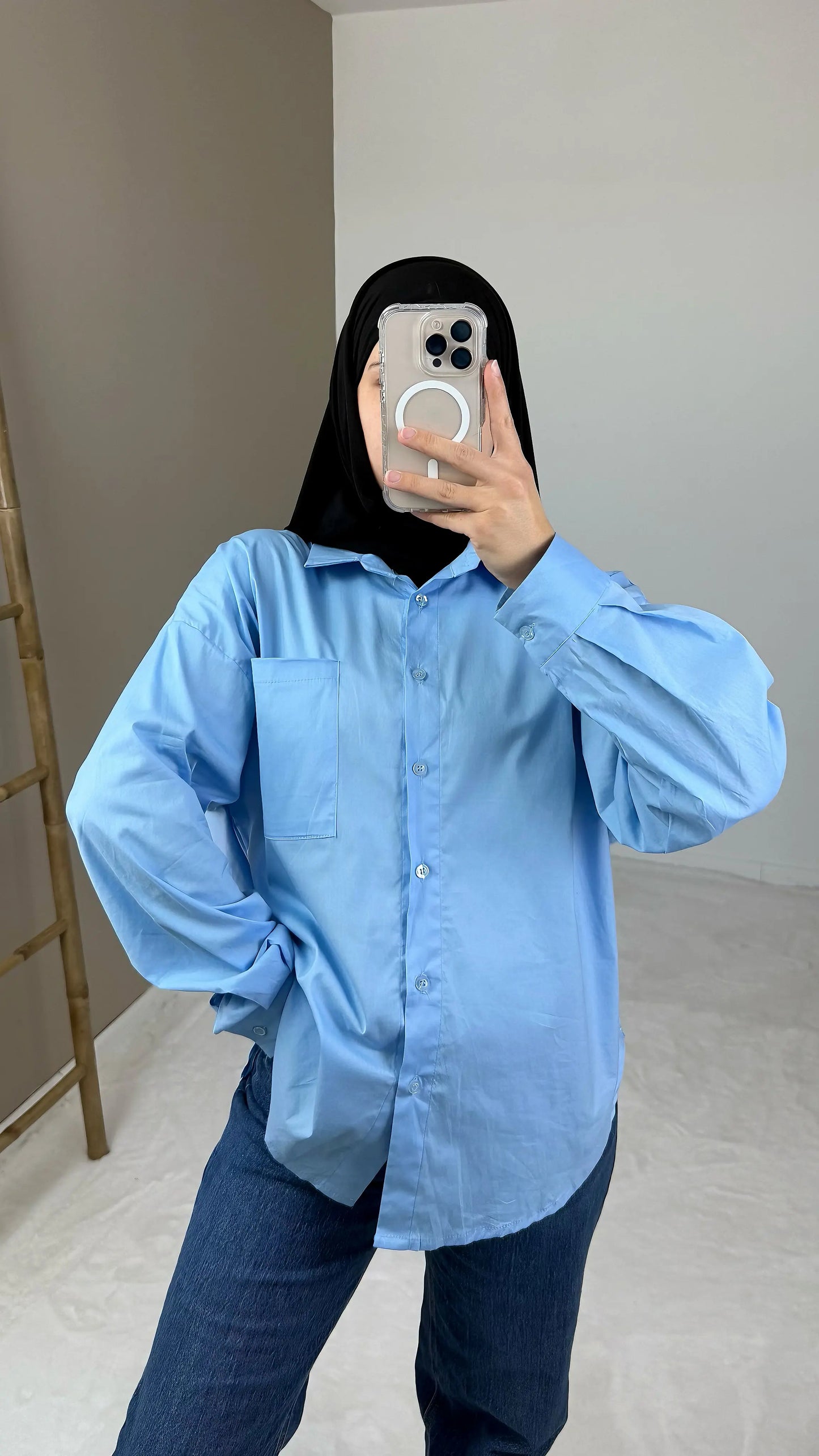 chemise coton bleue