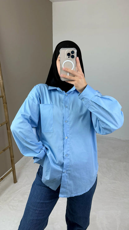 chemise coton bleue