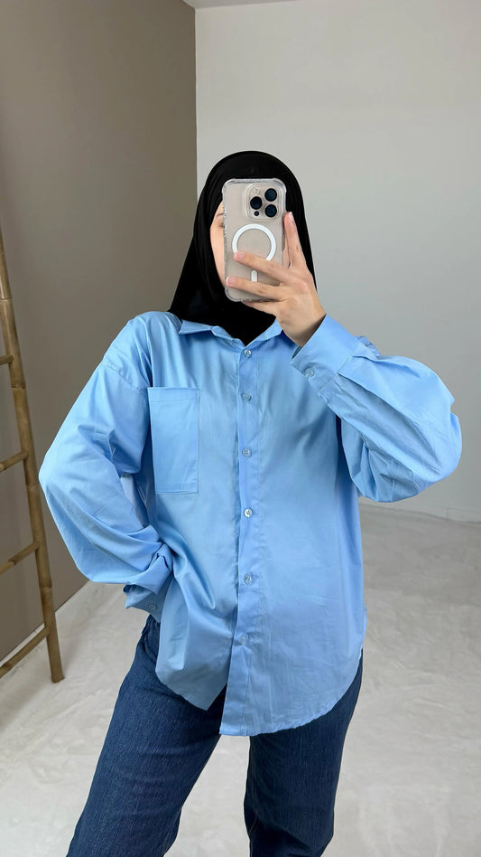 chemise coton bleue
