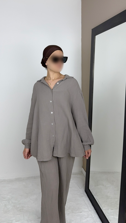 ENSEMBLE 100% COTON TAUPE