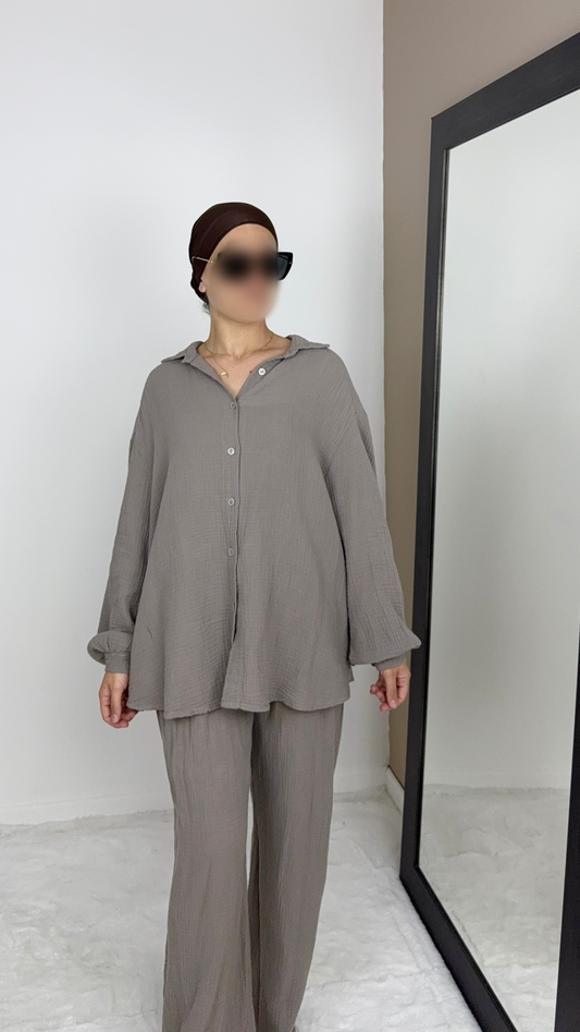 ENSEMBLE 100% COTON TAUPE