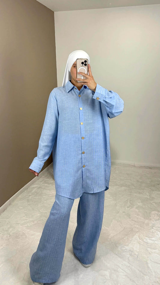 ensemble à rayures bleu