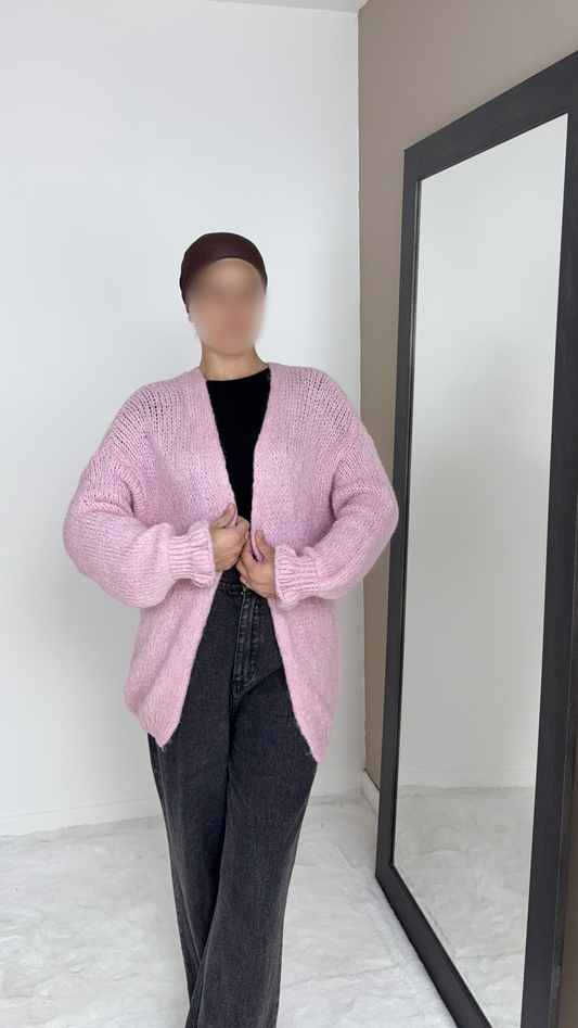 GILET EN LAINE ROSE