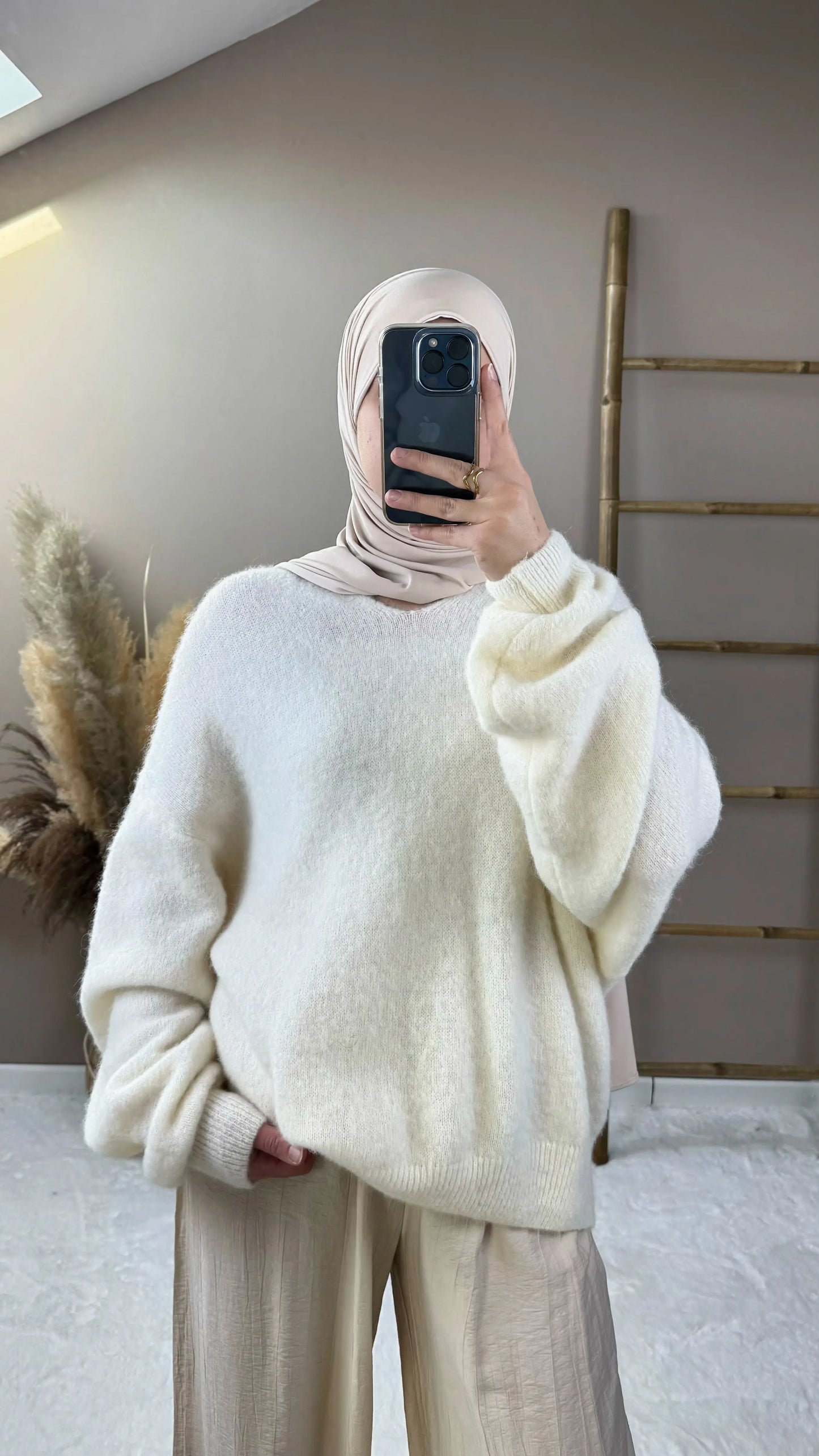 pull alpaga blanc