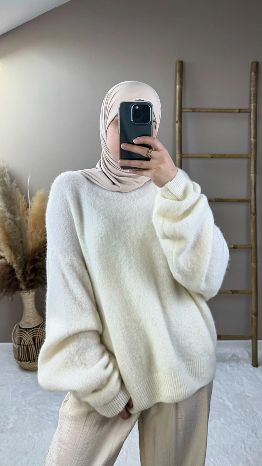 pull alpaga blanc