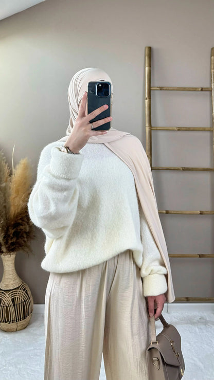 pull alpaga blanc