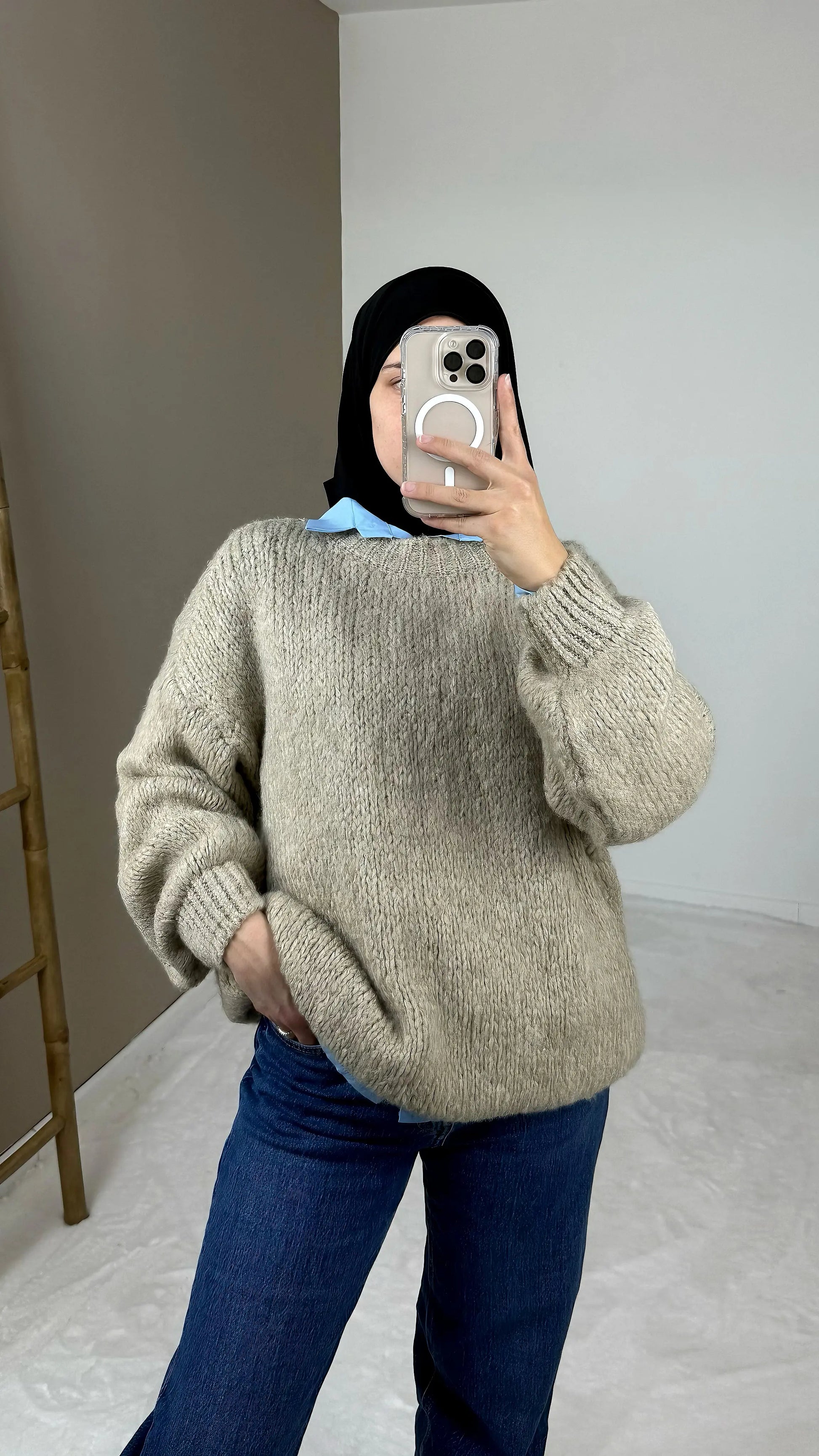 pull en maille taupe
