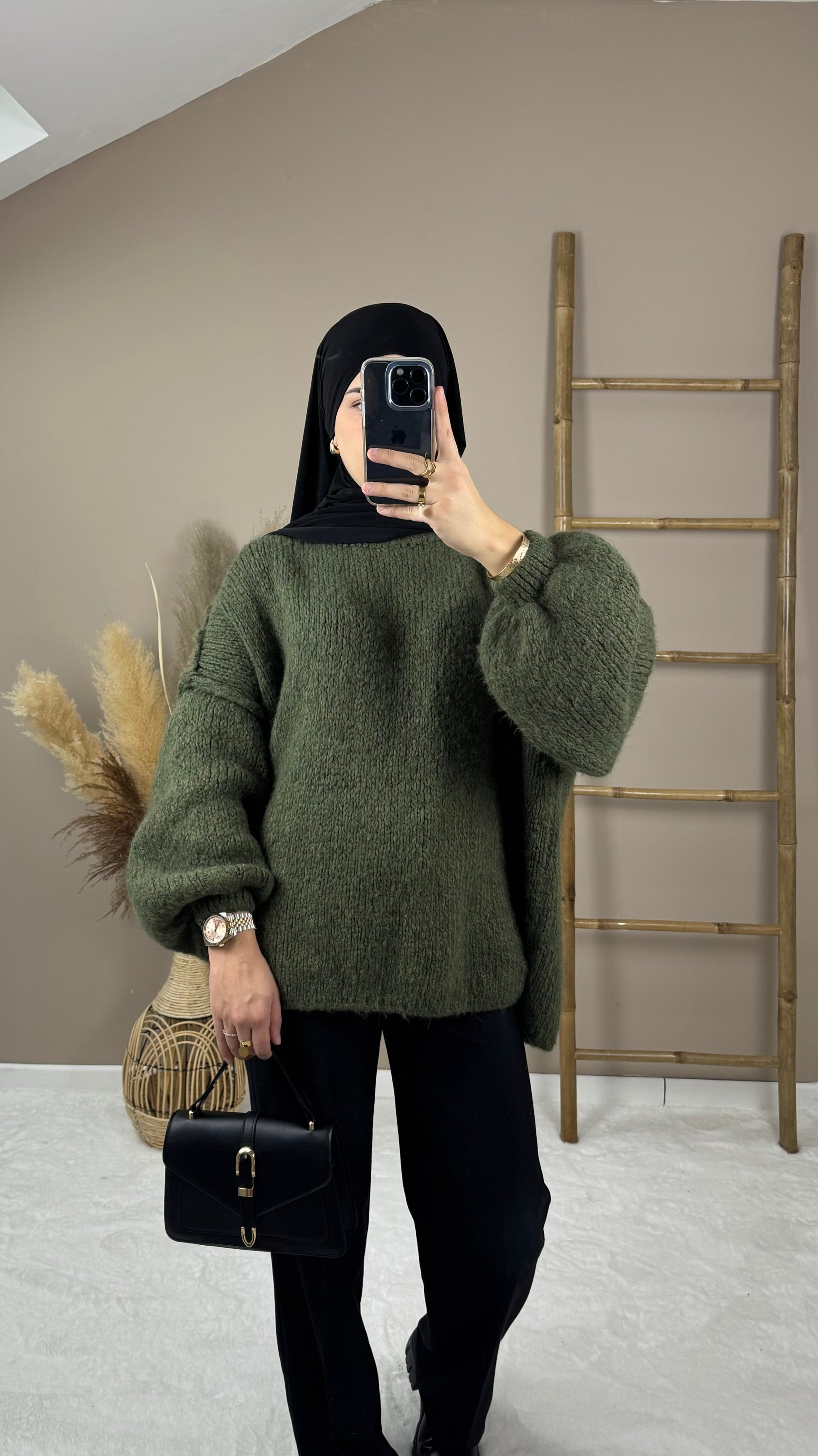 pull en laine kaki