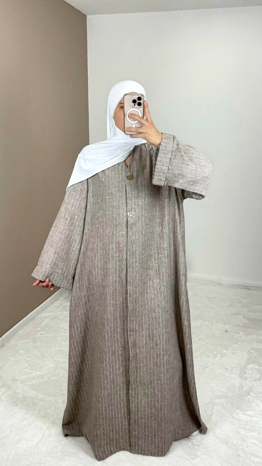 robe longue taupe à rayures