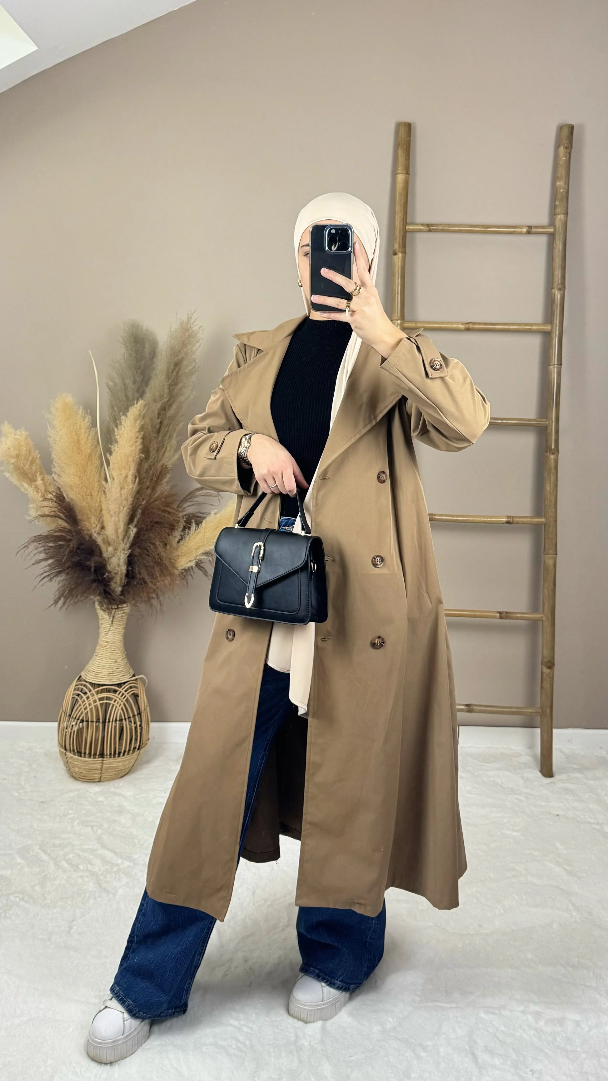 trench coat marron long