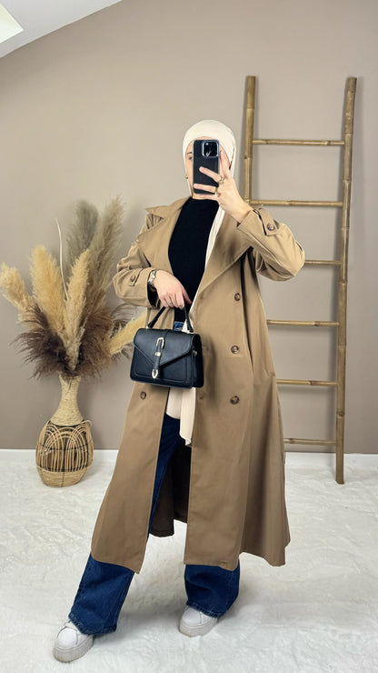 trench coat marron long