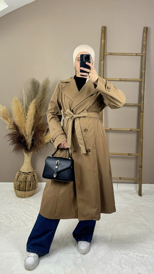 trench coat marron long